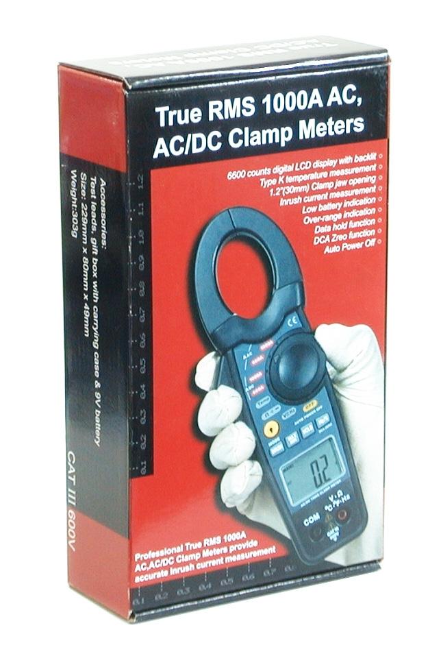 CEM DT-3368 True RMS 1000A Inrush AC/DC Current Voltage Frequency Temperature Clamp-on Meter