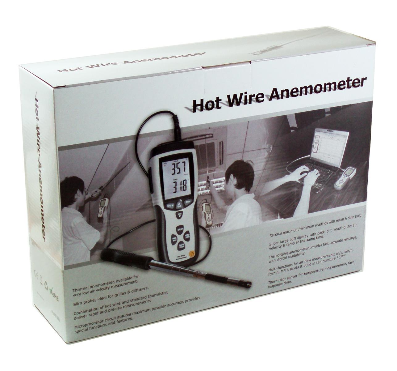 DT-8880 Hot Wire Thermo-Anemometer Air Flow Velocity Meter with USB Interface